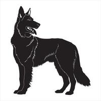 plano ilustración de alemán pastor perro silueta vector