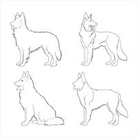 Hand drawn German Shepherd dog outline illustration vector