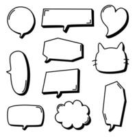 3d Black and white color speech bubble balloon, think frame border speak talk text box banner vector