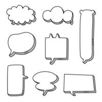 3d Black and white color speech bubble balloon, think frame border speak talk text box banner vector