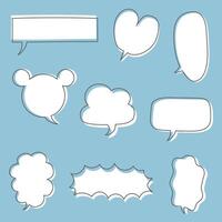 collection set of black and white speech bubble balloon, think speak talk text box banner vector