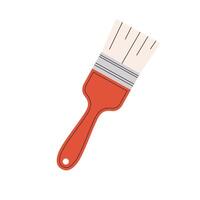 Paint brush in flat style. Wide brush with a wooden handle. illustration isolated on white background. vector
