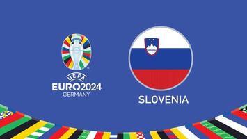 Euro 2024 Germany Slovenia Flag Emblem Teams Design With Official Symbol Logo Abstract Countries European Football Illustration vector