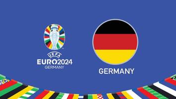 euro 2024 Alemania bandera emblema equipos diseño con oficial símbolo logo resumen países europeo fútbol americano ilustración vector