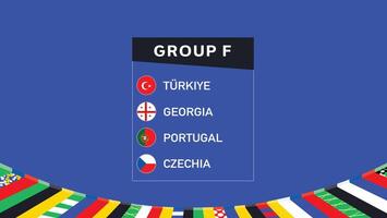 europeo naciones 2024 grupo F equipos emblema diseño resumen países europeo fútbol americano símbolo logo ilustración vector