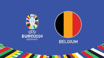 Euro 2024 Germany Belgium Flag Emblem Teams Design With Official Symbol Logo Abstract Countries European Football Illustration vector