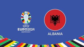 euro 2024 Alemania Albania bandera emblema equipos diseño con oficial símbolo logo resumen países europeo fútbol americano ilustración vector
