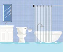 Bathroom interior design with furniture and bathroom items vector