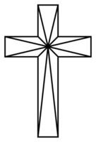 cruzar de cristiano crucifijo. sencillo logo icono de cristiano símbolo de Iglesia de Jesús. firmar de católico, religioso y ortodoxo fe Arte deco vector