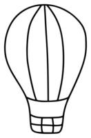 Hand drawn doodle of hot air balloon icon. Air transport for travel, nature study. sketch for coloring book, web design vector