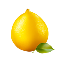 Lemon with leaf isolated on transparent background png