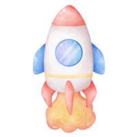 uma fofa nave espacial ilustração, mão desenhado nave espacial clipart png