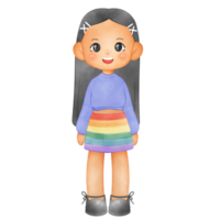 Illustration of a woman character, cute character hand drawing png
