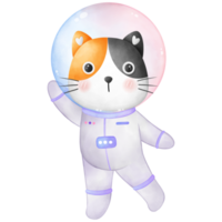 ilustração do uma pequeno gato vestindo uma traje espacial png