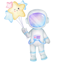 A Cute pastel astronaut illustration, hand drawn astronaut clipart png