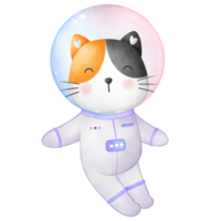 Illustration of a little cat wearing a spacesuit png