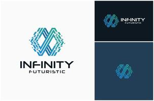 Infinity Mobius Loop Infinite Technology Burst Digital Futuristic Logo Design Illustration vector
