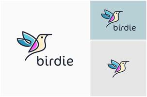 Hummingbird Flying Bird Abstract One Line Art Creative Colorful Logo Design Illustration vector