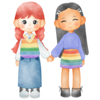 Illustration of a female couple, lesbian clipart for Pride Month png