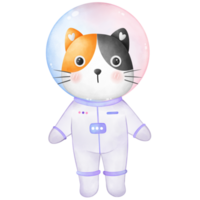 Illustration of a little cat wearing a spacesuit png