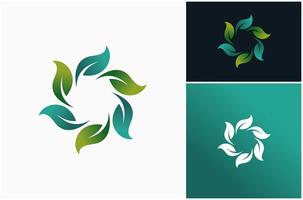 Leaf Circle Leaves Circular Green Nature Natural Floral Flower Logo Design Illustration vector