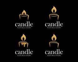 Set Candle Light Wax Burn Fire Flame Bright Glowing Minimal Luxury Logo Design vector