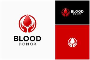 Blood Organ Artery Anemia Droplet Hand Giving Donor Donation Logo Design Illustration vector