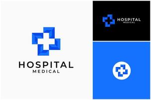 Medical Medicine Hospital Pharmacy Cross Sign Arrow Orientation Logo Design Illustration vector