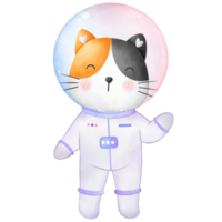 Illustration of a little cat wearing a spacesuit png