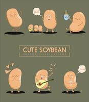 Soybean character design. Various poses. cute and adorable vector