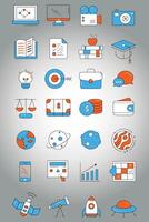 Big set of UI icons. SEO and promotion line icons collection. Pack of colored thin line icons. eps10 vector
