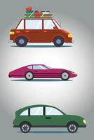 plano carros colocar. Taxi, urbano, ciudad carros y vehículos transporte. plano iconos vector