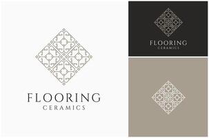 Flooring Tile Floor Tiles Ceramic Wall Frame Motif Batik Line Art Decoration Luxury Logo Design vector