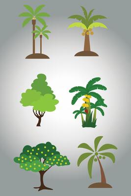 Collection of cartoon Trees Isolated on White Background. Collection of tree illustrations. Can be used to illustrate any nature or healthy lifestyle topic.