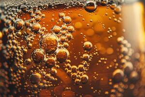 Abstract representation of beer bubbles, macro photography, subtle gradients from light to dark photo