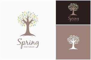 Natural Tree Spring Nature Garden Colorful Leaf Modern Logo Design vector