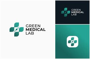 Medical Medicine Hospital Pharmacy Science Lab Leaf Green Natural Logo Design Illustration vector