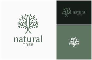Natural Tree Plant Nature Spring Foliage Simple Line Art Logo Design Illustration vector