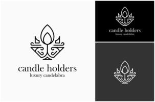 Candle Holder Candelabra Candelabrum Burn Ignite Light Abstract Luxury Decoration Logo Design vector