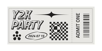 Retro party ticket template with futuristic elements. Trendy halftone collage. Y2k style design. vector