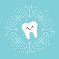 Shiny cartoon tooth. Healthy and happy tooth. Cute smiling tooth background. illustration vector
