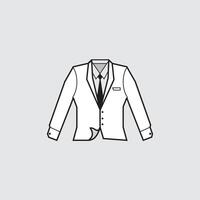 elegante profesional smoking ropa para negocio - plano silueta estilo vector