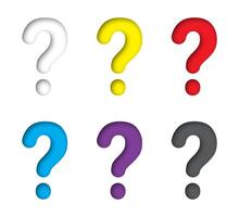 Colored Question mark sign set. illustration. vector