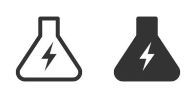 Laboratory flask with lightning icon inside. illustration. vector