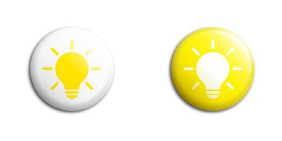 White and yellow buttons with light bulb symbol. illustration. vector