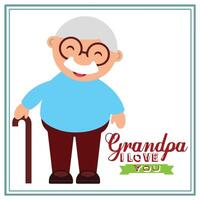 Grandpa I love You The Image Of The Old Man And The Words. vector