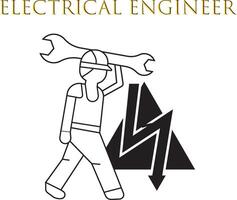 Engineering icon set. Containing blueprint, engineer, tools, construction, mechanical, industrial, worker, engine, manufacturing and machinery icons.Electrician Thin Line Icons vector