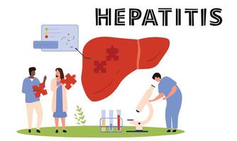 World Hepatitis Day, Hepatits Text With 3d isometric illustration Concept For Banner, vector