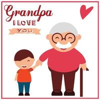 Grandpa I Love You Text. Grandparents Day. vector