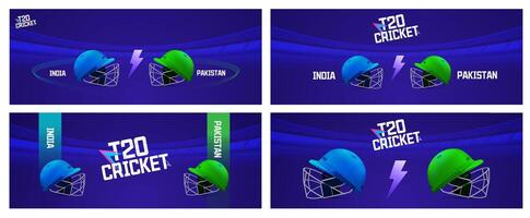 illustration for Cricket Poster with cricket ball, wicket stumps, Cricket Helmets Poster vector